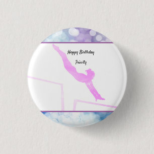 Badge Rond 2,50 Cm Gymnastique Anniversaire Barres Inéven Aquarelle