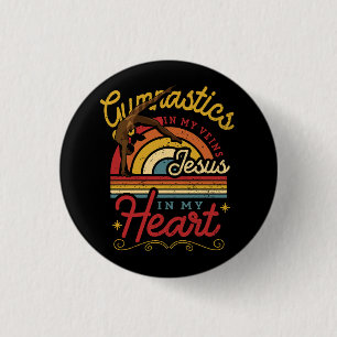 Badge Rond 2,50 Cm Gymnastique Dans Mes Veines Jésus Dans Mon Coeur G