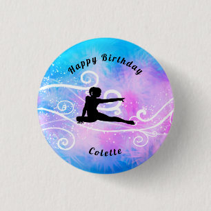 Badge Rond 2,50 Cm Gymnastique / Danse Joyeux Anniversaire Custom Swi