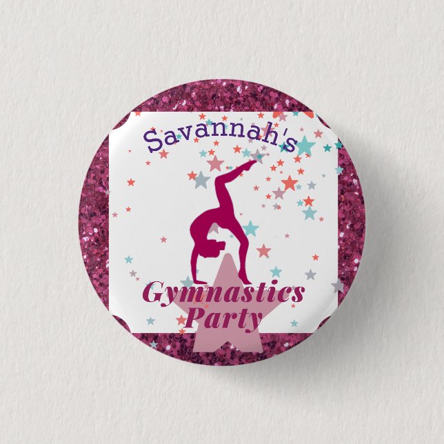 Badge Rond 2,50 Cm Gymnastique Parties scintillant et étoiles (Devant)