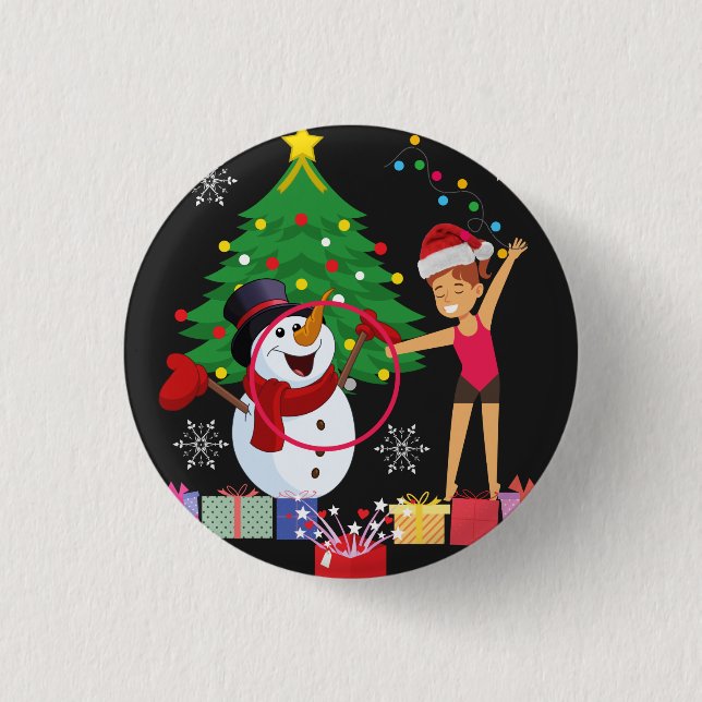 Badge Rond 2,50 Cm Gymnastique rythmique Célébration de Noël (Devant)