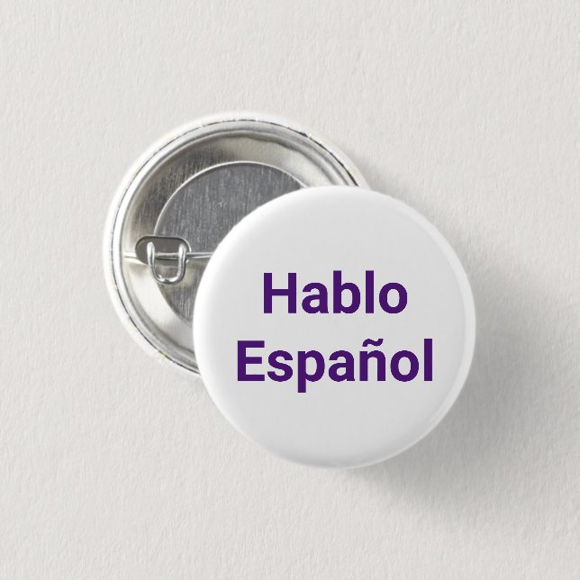 Badge Rond 2,50 Cm Hablo Español violet blanc Je parle espagnol (Devant & derrière)