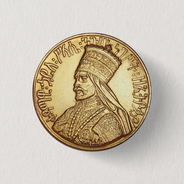 Badge Rond 2,50 Cm Haile Selassie Empire d'Ethiopie Rastafari Button (Devant)