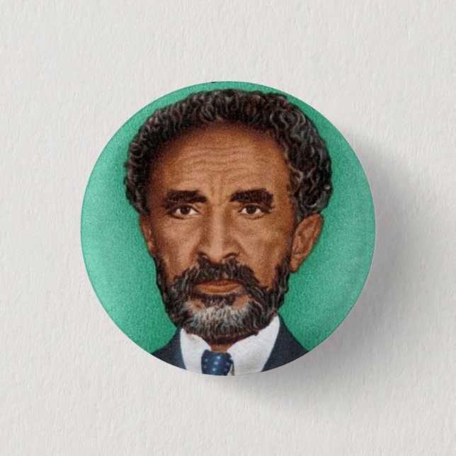 Badge Rond 2,50 Cm Haile Selassie Ethiopia Jah Rastafari Racines de r (Devant)