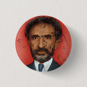 Badge Rond 2,50 Cm Haile Selassie Ethiopia Jah Rastafari Reggae Roots