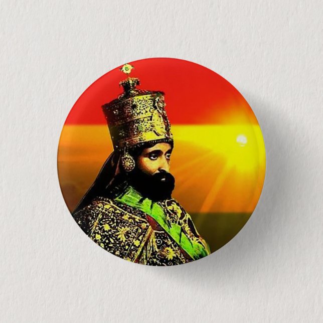Badge Rond 2,50 Cm Haile Selassie I Jah Rastafari Rasta Racines De Re (Devant)