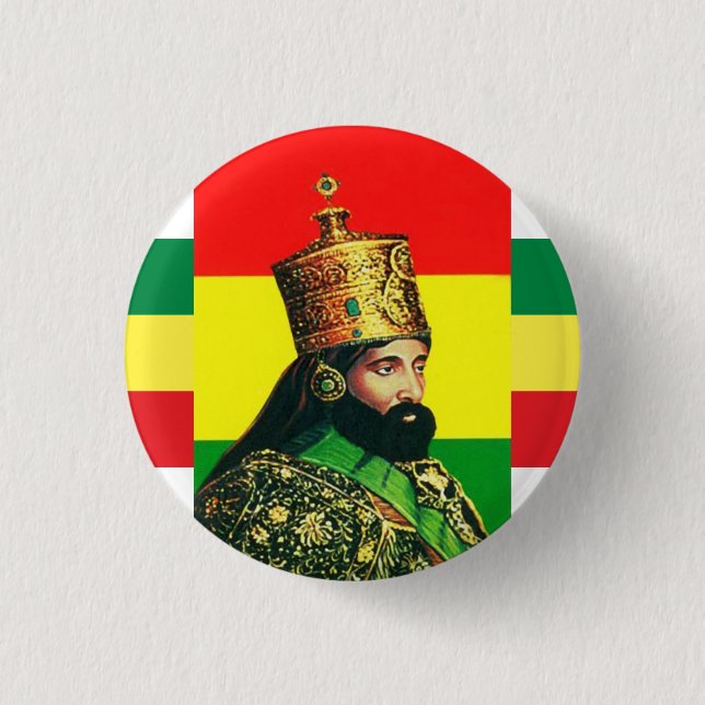 Badge Rond 2,50 Cm Haile Selassie I Jah Rastafari Rasta Racines De Re (Devant)