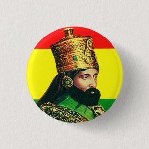 Badge Rond 2,50 Cm Haile Selassie I Jah Rastafari Reggae Rasta Button