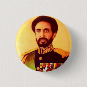 Badge Rond 2,50 Cm Haile Selassie - Jah - Messie - Bouton Rastafari