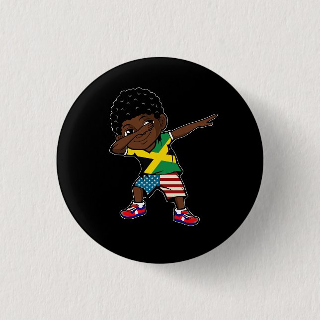 Badge Rond 2,50 Cm Half American Half Jamaican Boy Kid Jamaica Flag P (Devant)