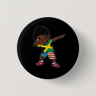 Badge Rond 2,50 Cm Half American Half Jamaican Boy Kid Jamaica Flag P