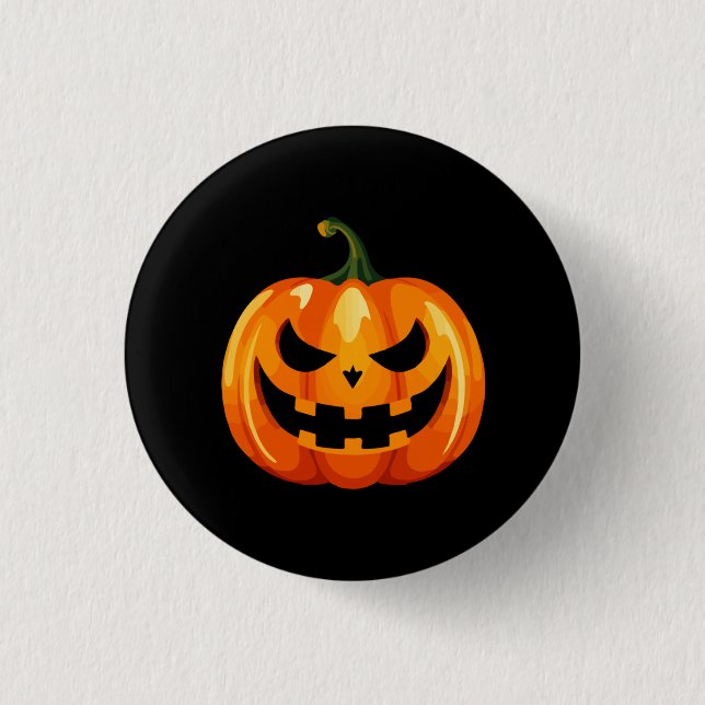 Badge Rond 2,50 Cm Halloween Citrouille face effrayant (Devant)