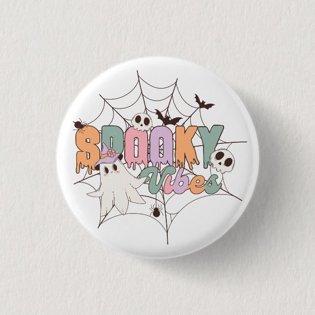 Badge Rond 2,50 Cm Halloween éffrayant Vibes (Devant)