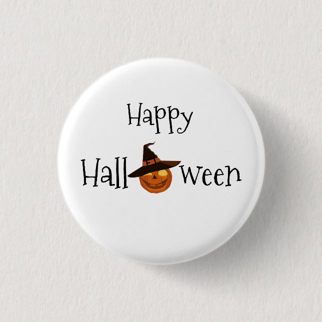 Badge Rond 2,50 Cm Halloween heureux citrouille (Devant)