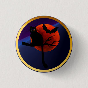 Badge Rond 2,50 Cm Halloween Kitty n' Bat
