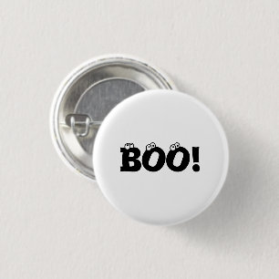 Badge Rond 2,50 Cm Halloween Scary Boo! yeux noir blanc