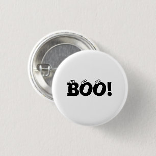 Badge Rond 2,50 Cm Halloween Scary Boo! yeux noir blanc