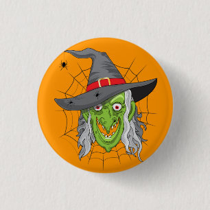 Badge Rond 2,50 Cm Halloween sorcière verte
