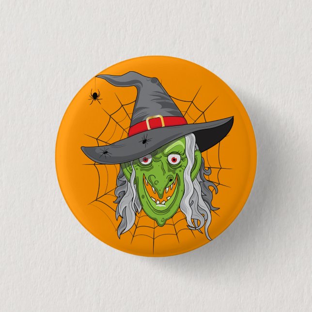 Badge Rond 2,50 Cm Halloween sorcière verte (Devant)