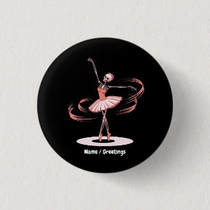 Badge Rond 2,50 Cm Halloween Squelette Ballerina Ballet Dance Costume