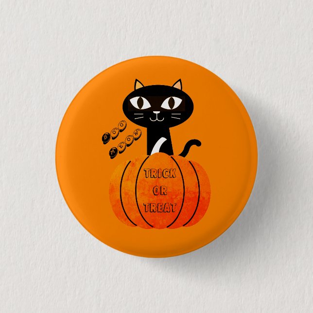 Badge Rond 2,50 Cm Halloween Trick ou Treat Black Cat Cute Éffrayant  (Devant)