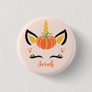 Badge Rond 2,50 Cm Halloween Unicorn, le Citrouille de l'automne