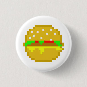 Badge Rond 2,50 Cm Hamburger de 8 bits