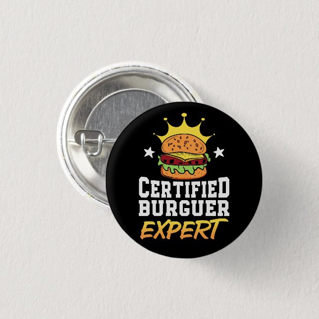 Badge Rond 2,50 Cm Hamburger expert hamburger dessiné à la main (Devant & derrière)