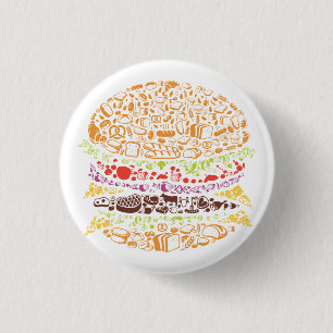 Badge Rond 2,50 Cm Hamburger, nourriture, pain, fromage, restauration