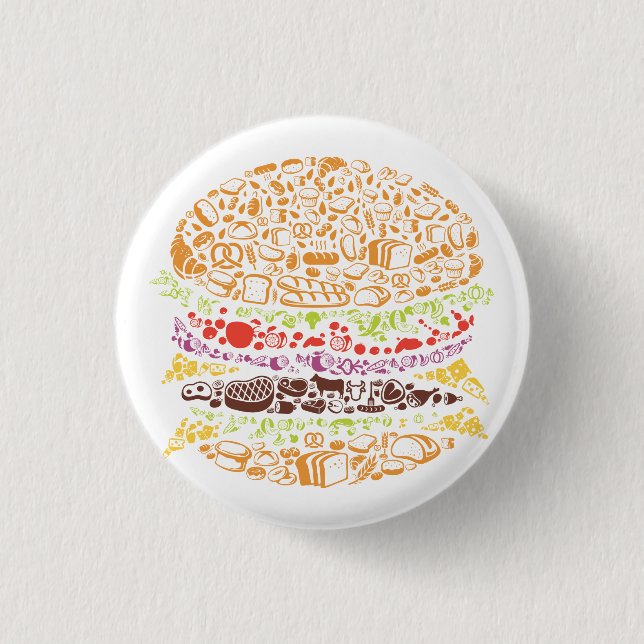Badge Rond 2,50 Cm Hamburger, nourriture, pain, fromage, restauration (Devant)