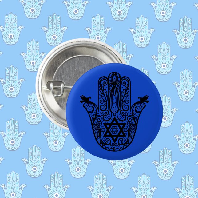 Badge Rond 2,50 Cm Hamsa juif avec Étoile de David (Créateur téléchargé)