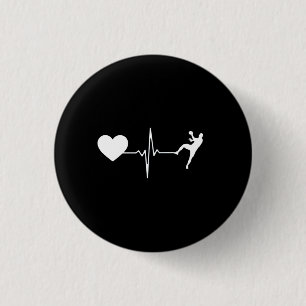 Badge Rond 2,50 Cm Handball Handball Player Hearbeat
