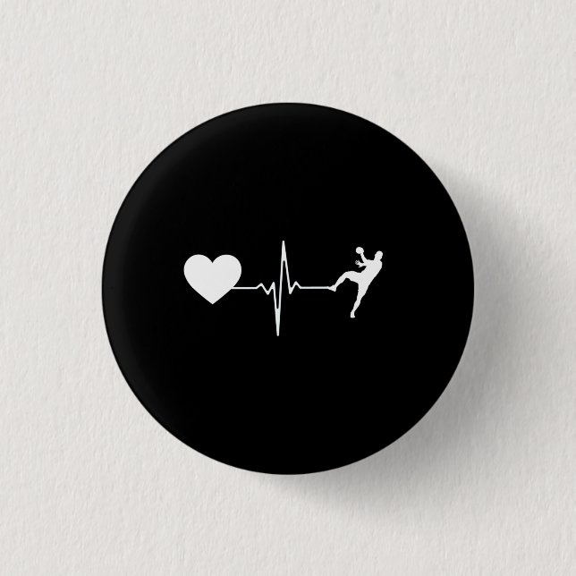 Badge Rond 2,50 Cm Handball Handball Player Hearbeat (Devant)