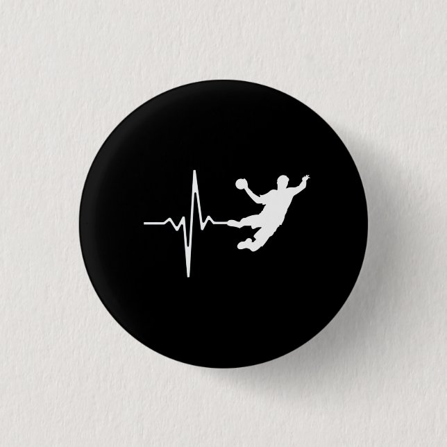 Badge Rond 2,50 Cm Handball - Handball Player Heartbeat (Devant)
