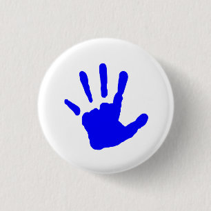 Badge Rond 2,50 Cm Handprint bleu