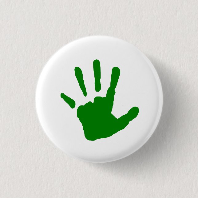 Badge Rond 2,50 Cm Handprint vert (Devant)
