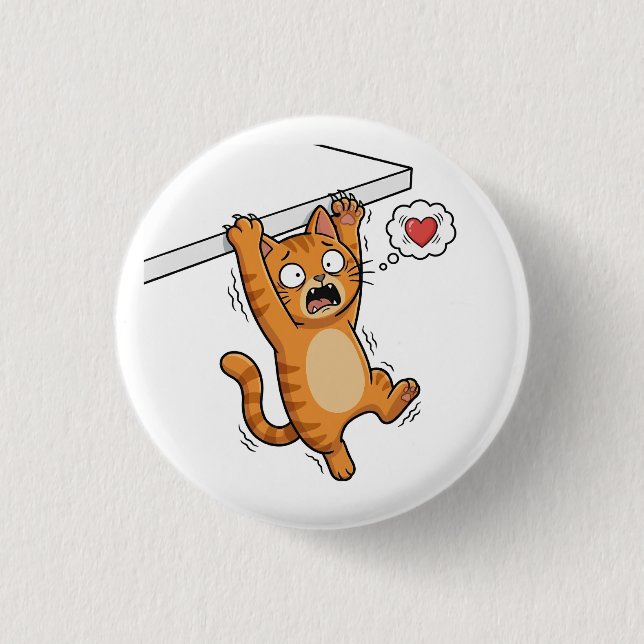 Badge Rond 2,50 Cm Hanging Cat Panic Button (Devant)