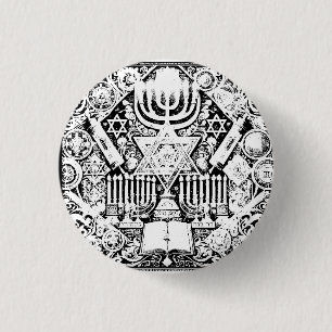 Badge Rond 2,50 Cm Hanukkah Menorah juive hébraïque