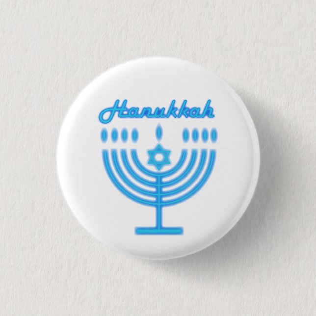 Badge Rond 2,50 Cm Hanukkiah Happy Hanoukka Juive Fête Menorah (Devant)