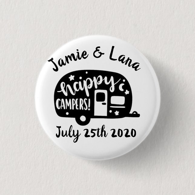 Badge Rond 2,50 Cm Happy Campers Conception personnalisable (Devant)