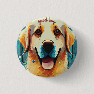 Badge Rond 2,50 Cm Happy Golden Retriever