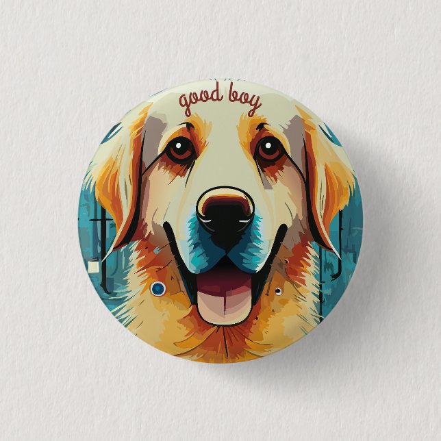 Badge Rond 2,50 Cm Happy Golden Retriever (Devant)