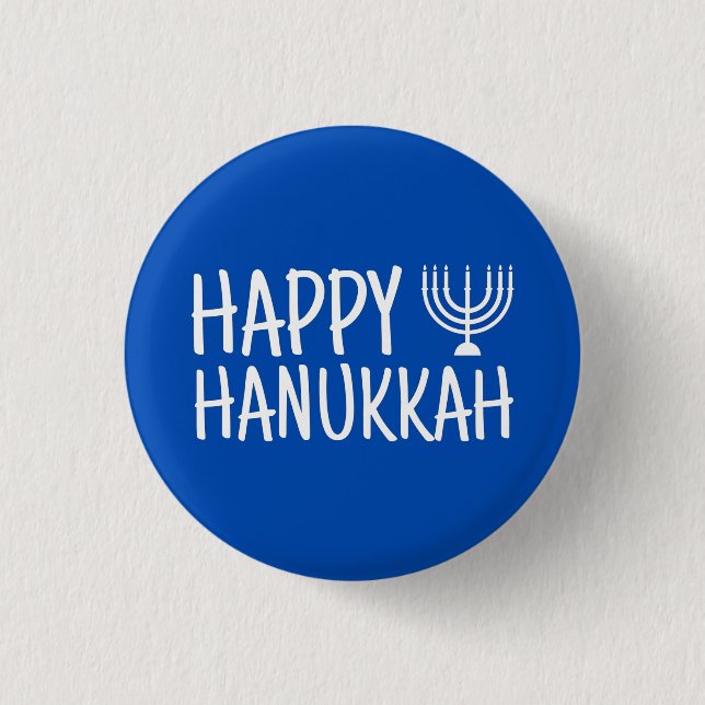 Badge Rond 2,50 Cm Happy Hanukkah (Devant)