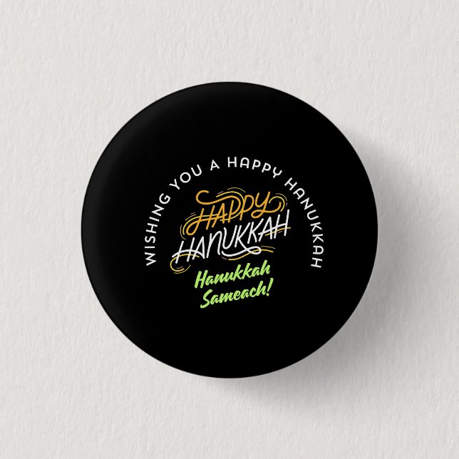 Badge Rond 2,50 Cm Happy Hanukkah Sameach! (Devant)