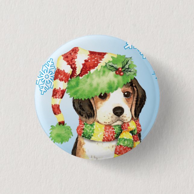 Badge Rond 2,50 Cm Happy Howliday Beagle (Devant)