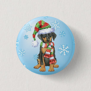 Badge Rond 2,50 Cm Happy Howliday Doberman