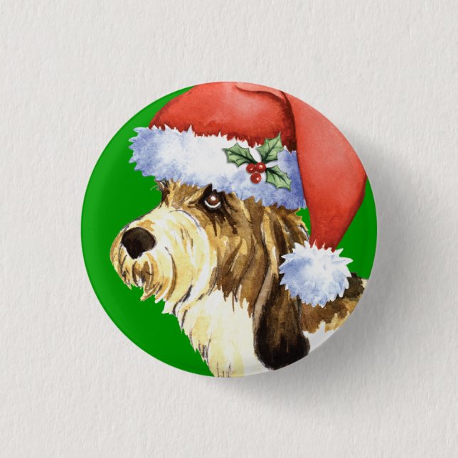Badge Rond 2,50 Cm Happy Howliday PBGV (Devant)