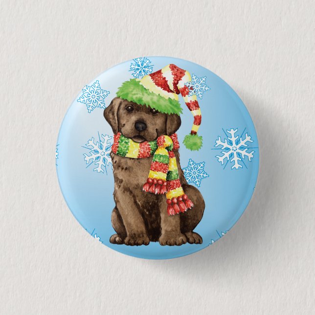 Badge Rond 2,50 Cm Happy Howlidays Chocolate Lab (Devant)