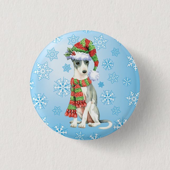 Badge Rond 2,50 Cm Happy Howlidays Italien Greyhound (Devant)