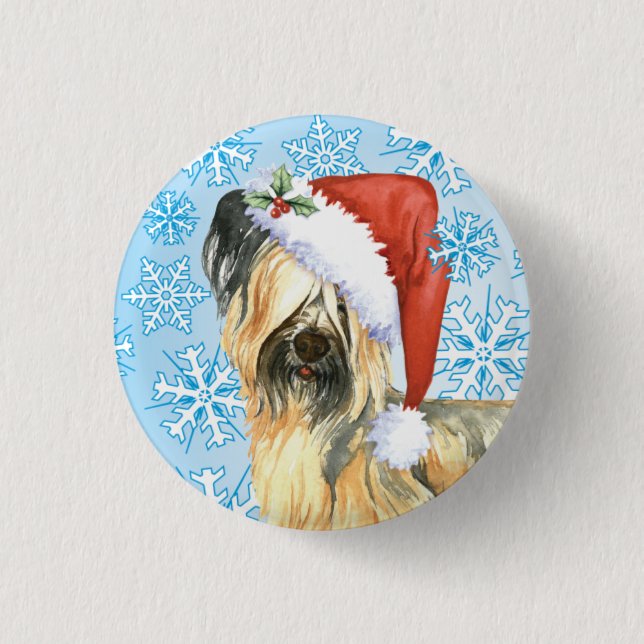 Badge Rond 2,50 Cm Happy Howlidays Skye Terrier (Devant)